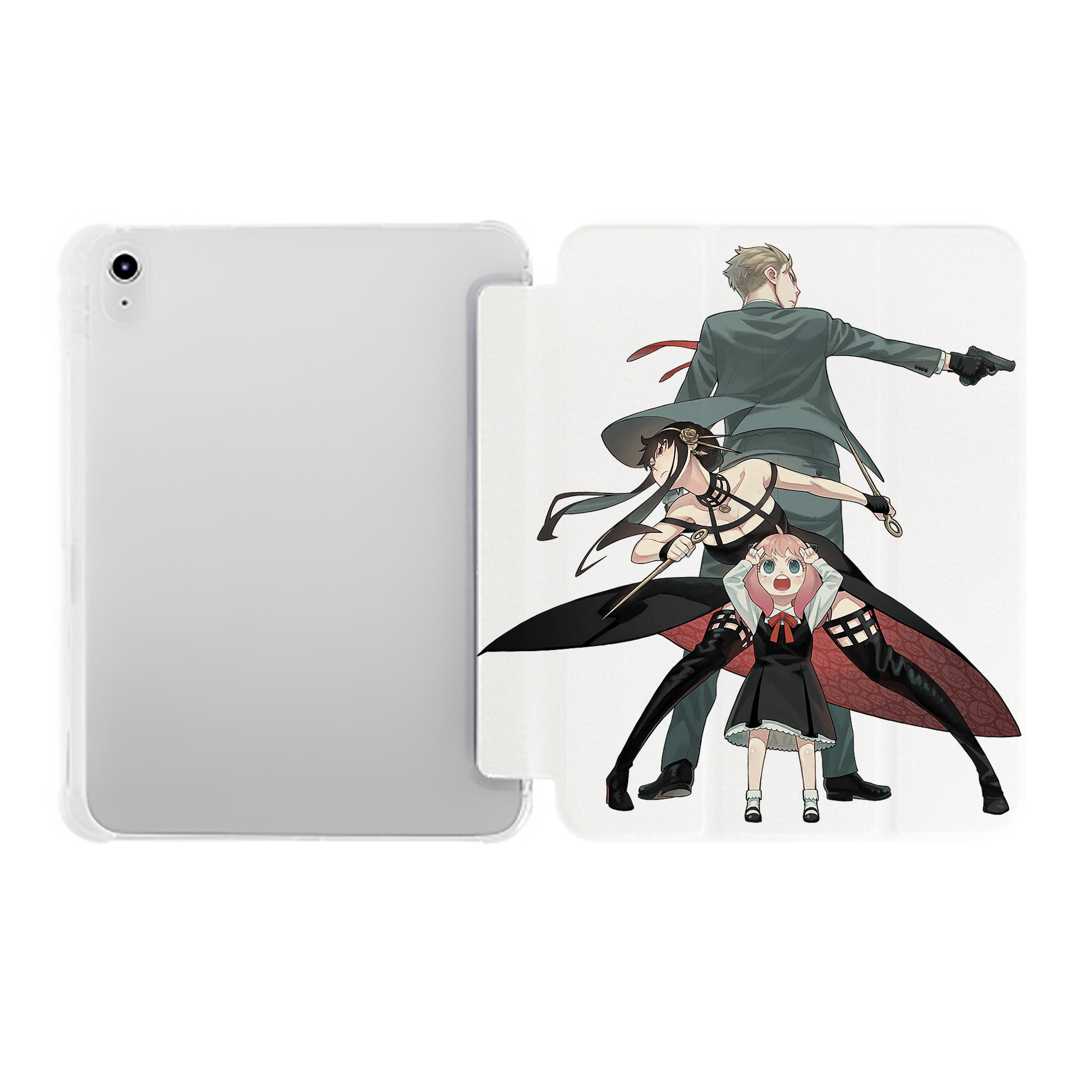 （画像用） SPY×FAMILY间谍家家酒 IPad ケース ペン収納付き 三つ折りスタンド PUレザー×シリコン 対応機種9.5/10.5/10.9インチ